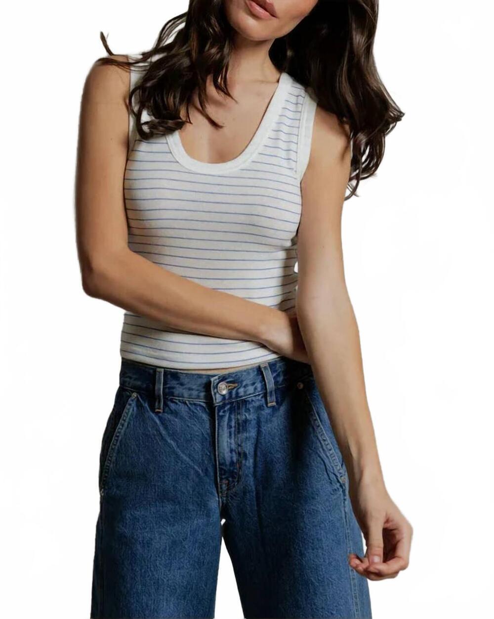 NEW PERFECTWHITETEE kendra tank top in pacific stripe